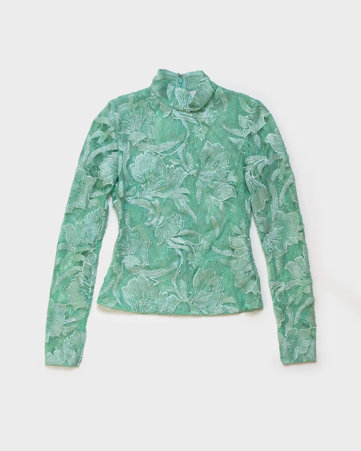 THE FREJA TOP IN BEADED MINT LACE
