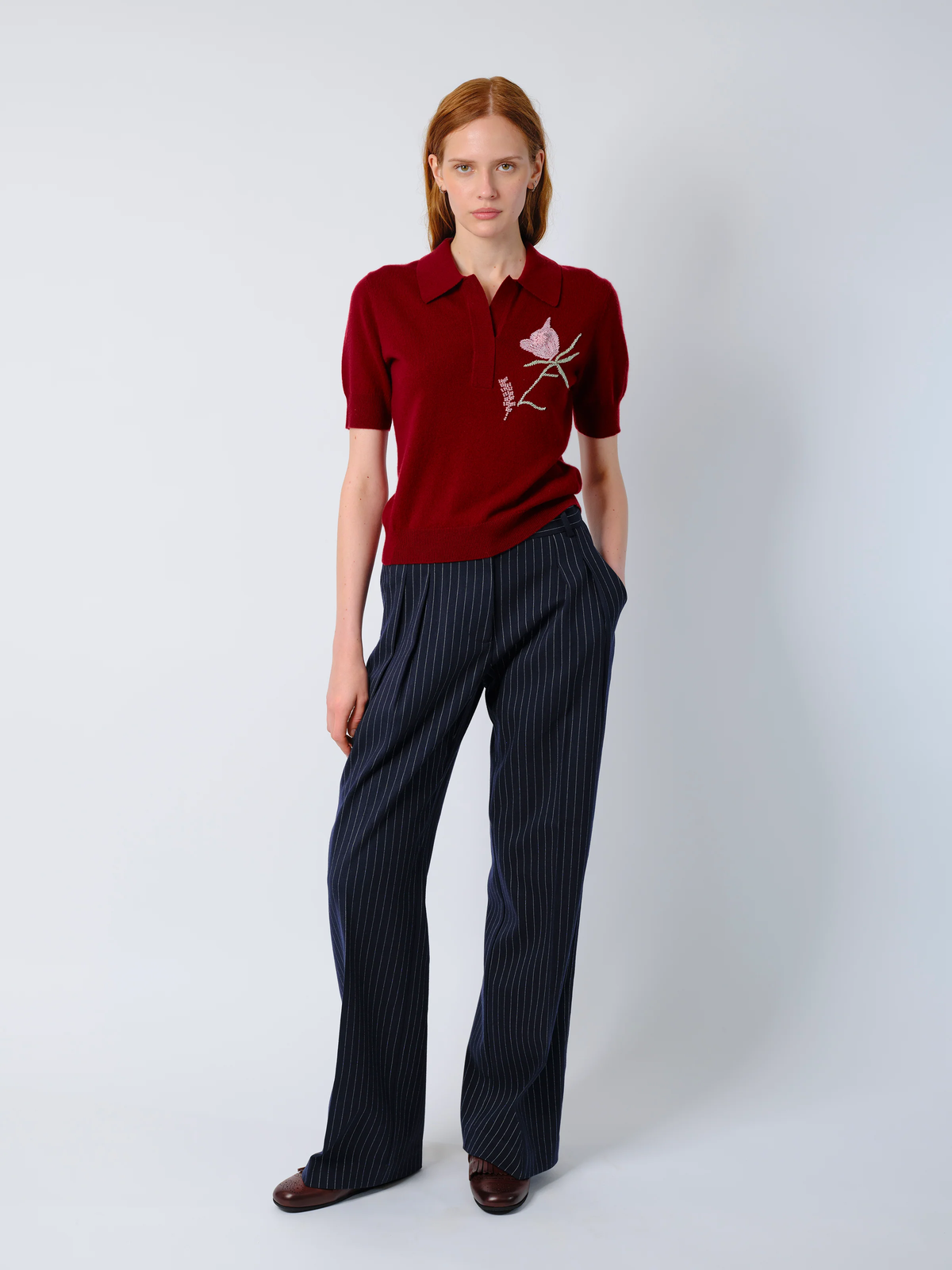 THE AILEY POLO IN BURGUNDY CASHMERE WOOL