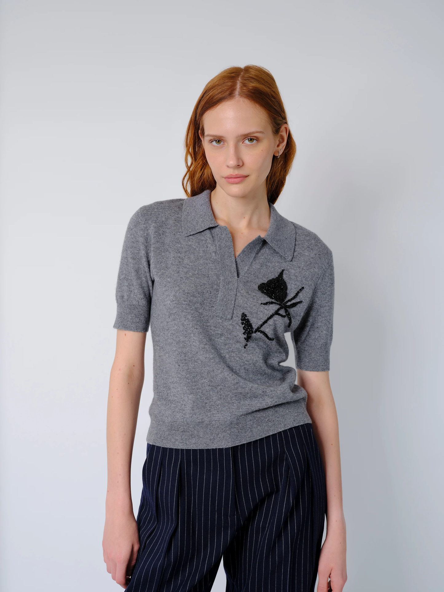 THE AILEY POLO IN GREY CASHMERE WOOL