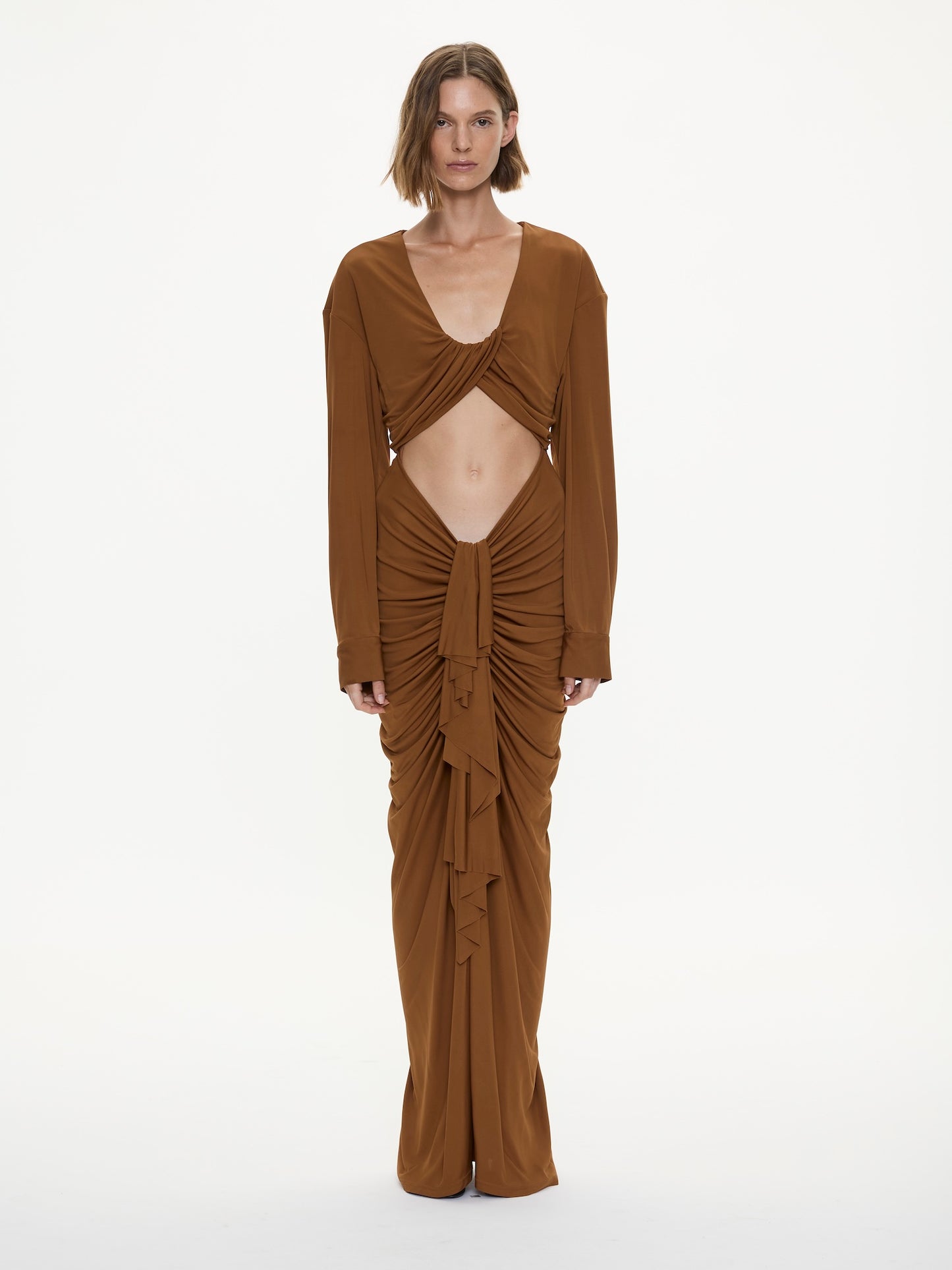VIVENDA DRAPE FRONT L/S DRESS