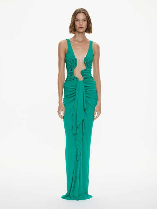 SALACIA JERSEY DRAPE DRESS