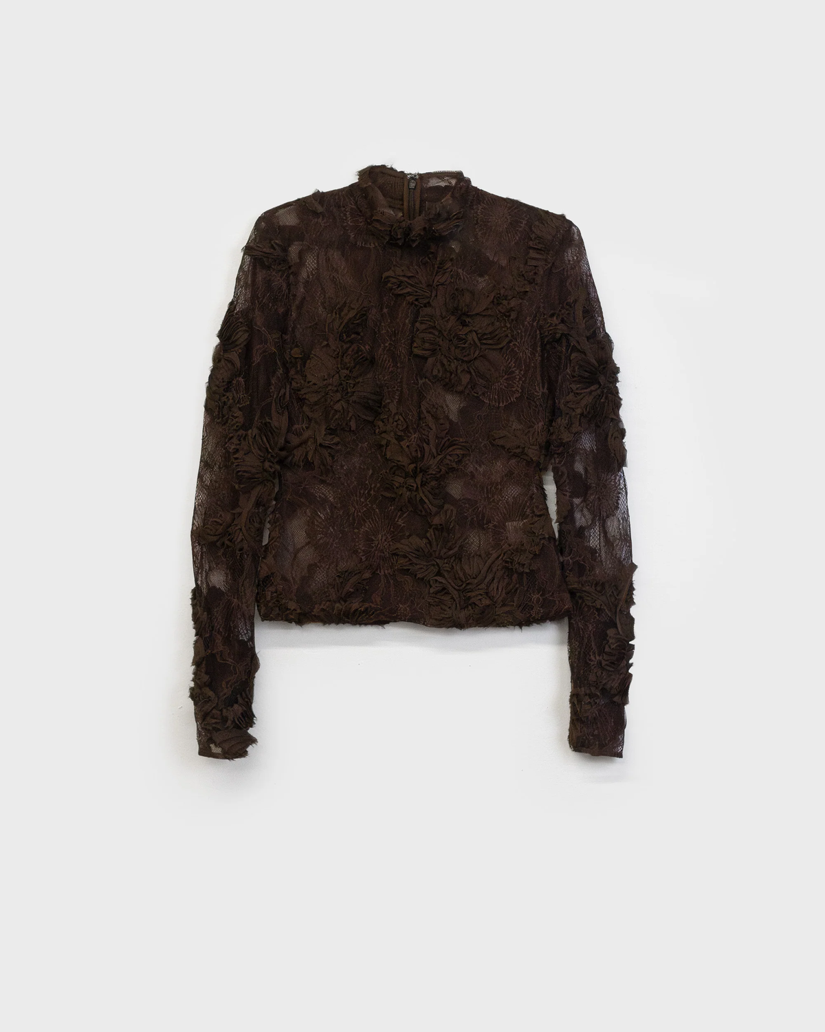 THE FREJA TOP IN DARK BROWN LACE
