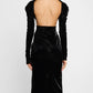 Portrait-Neck Long-Sleeve Backless Crop Top