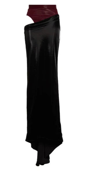 OXBLOOD HIP CUT OUT MAXI SKIRT