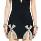 DECO BOW SLIT MINI DRESS