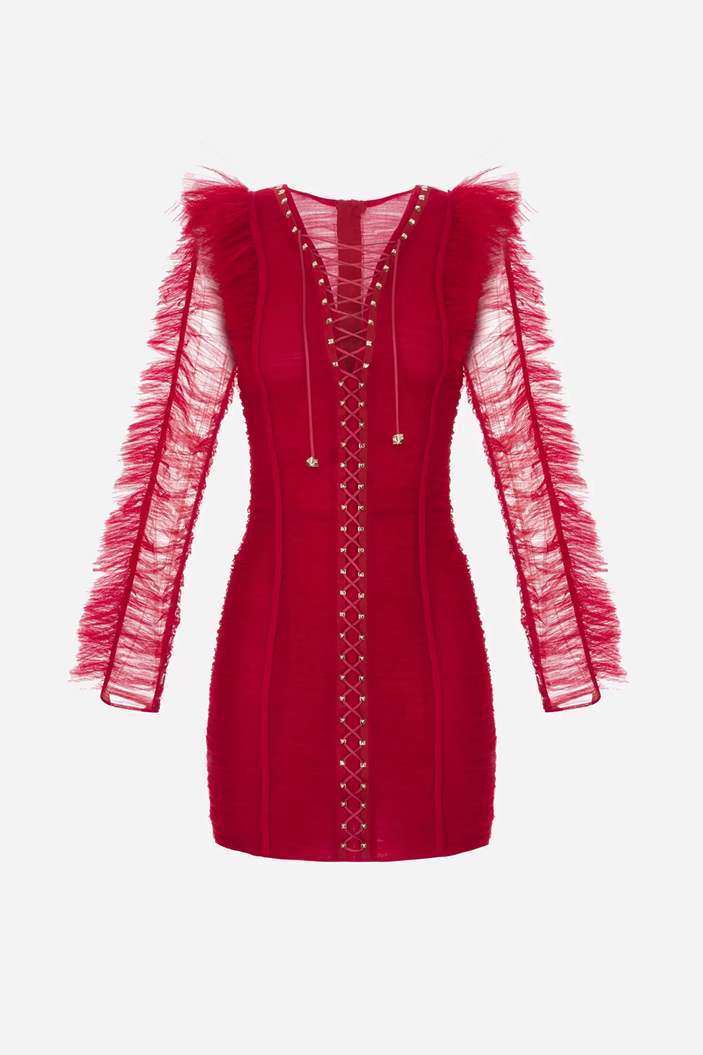 MINI DRESS WITH WIDE SLEEVES IN TULLE