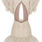 CUT OUT DETAILED OPEN KNIT RUFFLE MINI DRESS