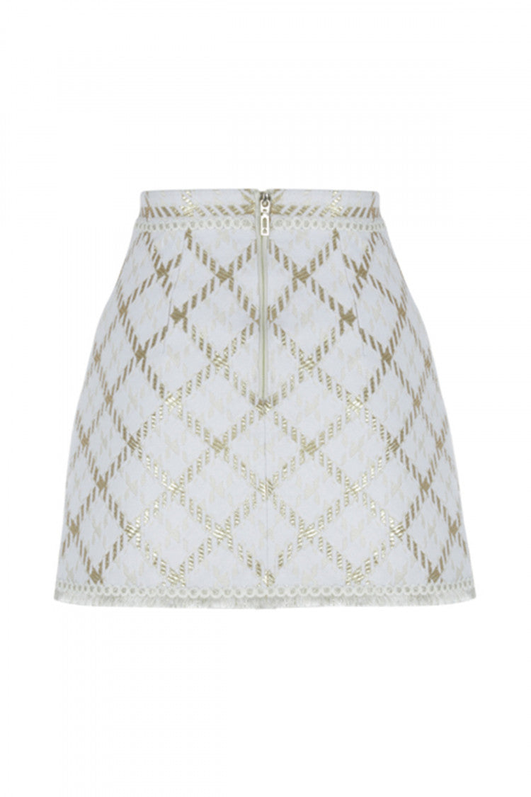 Houndstooth Pattern Mini Skirt