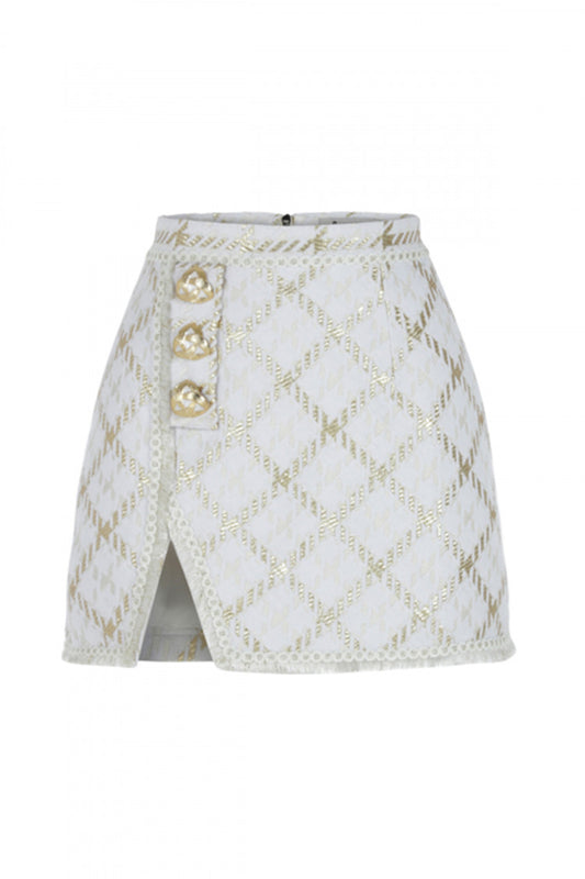 Houndstooth Pattern Mini Skirt