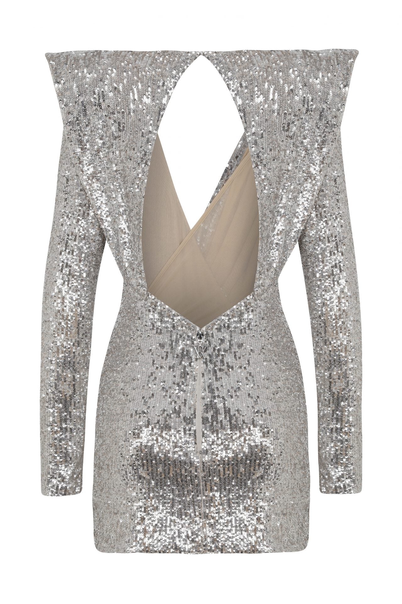 SILVER SEQUINED MINI DRESS