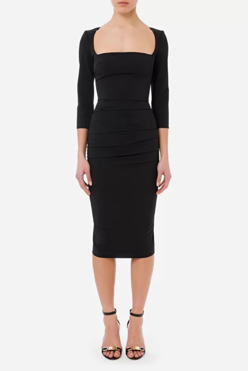 STRECH PENCIL DRESS WITH 3/4 LENGTH SLEEVES