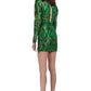 CRYSTAL EMBELLISHED LACE ZIGZAG MINI DRESS WITH CUTOUT DETAILS